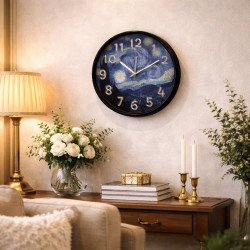 Van Gogh Yıldızlı Gece Tasarımlı Dekoratif Duvar Saati - 28 cm Sessiz Mekanizma Van Gogh Yıldızlı Gece Tasarımlı Dekoratif Duvar Saati - 28 cm Sessiz Mekanizma