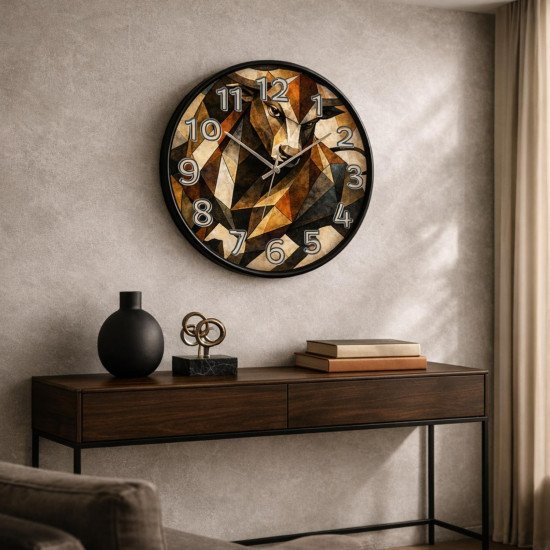 Modern Geometrik Boğa Tasarımlı Duvar Saati 28 cm – Sessiz Mekanizma – Dekoratif Salon Ofis Saat Modern Geometrik Boğa Tasarımlı Duvar Saati 28 cm – Sessiz Mekanizma – Dekoratif Salon Ofis Saat