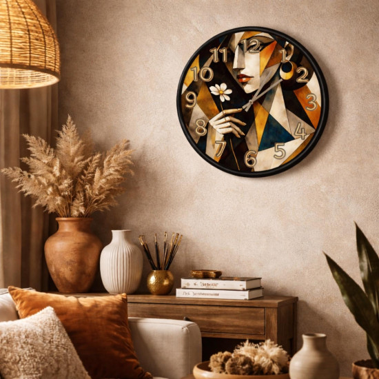 Modern Soyut Kadın Figürlü Duvar Saati 28 cm – Dekoratif Premium Salon Saat