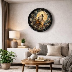 Modern Kurt Figürlü Duvar Saati – Geometrik Tasarım – 28 cm – Sessiz Mekanizma Modern Kurt Figürlü Duvar Saati – Geometrik Tasarım – 28 cm – Sessiz Mekanizma