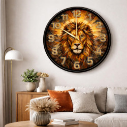 Modern Aslan Tasarımlı Dekoratif Duvar Saati 28 cm Sessiz Mekanizma