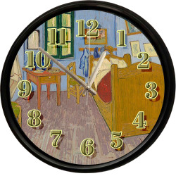 Van Gogh Arles'teki Yatak Odası Desenli Duvar Saati 28 cm – Sessiz Mekanizma, Modern Dekor