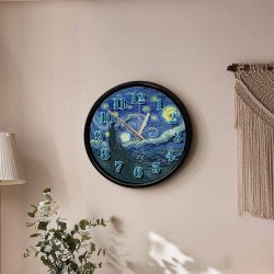 Van Gogh Yıldızlı Gece Tasarımlı Dekoratif Duvar Saati - 28 cm Sessiz Mekanizma Van Gogh Yıldızlı Gece Tasarımlı Dekoratif Duvar Saati - 28 cm Sessiz Mekanizma