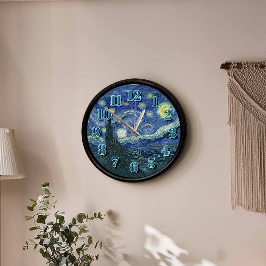 Van Gogh Yıldızlı Gece Tasarımlı Dekoratif Duvar Saati - 28 cm Sessiz Mekanizma Van Gogh Yıldızlı Gece Tasarımlı Dekoratif Duvar Saati - 28 cm Sessiz Mekanizma