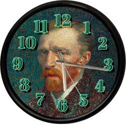 Van Gogh Otoportre Desenli Duvar Saati 28 cm – Sessiz Mekanizma, Modern Dekor
