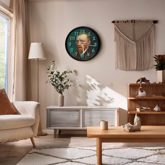 Van Gogh Otoportre Desenli Cam Duvar Saati 28 cm – Sessiz Mekanizma, Modern Dekor Van Gogh Otoportre Desenli Cam Duvar Saati 28 cm – Sessiz Mekanizma, Modern Dekor