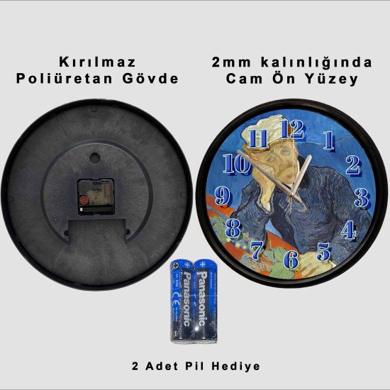 Van Gogh Dr. Gachet Portre Temalı Cam Duvar Saati 28 cm – Sessiz Mekanizma, Modern Dekor Van Gogh Dr. Gachet Portre Temalı Cam Duvar Saati 28 cm – Sessiz Mekanizma, Modern Dekor