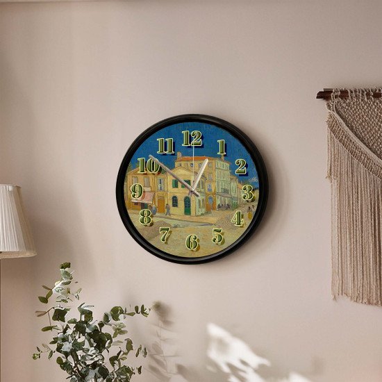 Van Gogh Sarı Ev Temalı Cam Duvar Saati 28 cm – Sessiz Mekanizma, Modern Dekor Van Gogh Sarı Ev Temalı Cam Duvar Saati 28 cm – Sessiz Mekanizma, Modern Dekor