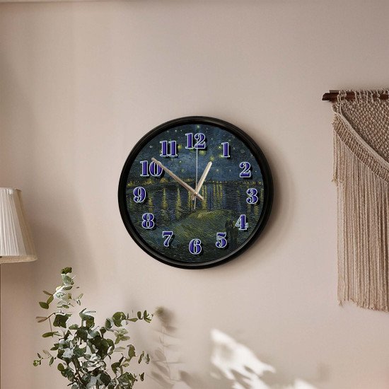 Van Gogh Yıldızlı Gece Tasarımlı Dekoratif Duvar Saati - 28 cm Sessiz Mekanizma Van Gogh Yıldızlı Gece Tasarımlı Dekoratif Duvar Saati - 28 cm Sessiz Mekanizma