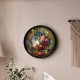 Çiçek Buketi Tasarımlı Modern Dekoratif Duvar Saati 28 Cm Renkli çiçek buketi desenli dekoratif sessiz duvar saati modeli