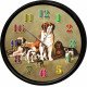 Vintage köpek dostları desenli dekoratif sessiz duvar saati