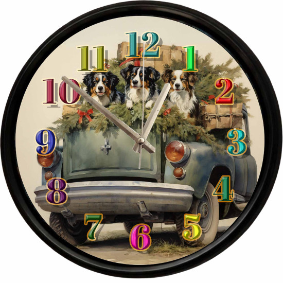 Vintage araç üzerinde köpek figürlü dekoratif sessiz duvar saati