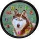 Husky Tasarımlı Modern Dekoratif Duvar Saati Sibirya kurdu husky desenli dekoratif sessiz duvar saati