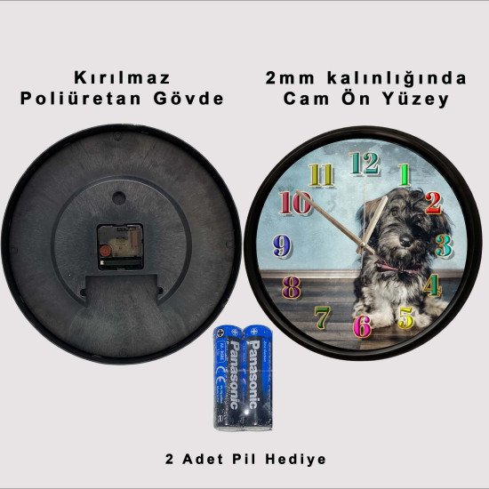 Yavru Köpek Temalı Modern Duvar Saati Sevimli yavru köpek desenli sessiz dekoratif duvar saati