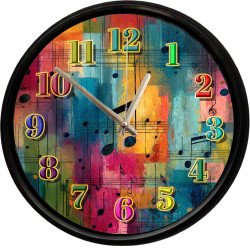 Soyut Müzik Notaları Temalı Dekoratif Duvar Saati 28 Cm Sessiz Mekanizma