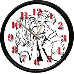 Romantik Aşk Temalı Çiftler Dekoratif Duvar Saati 28 Cm Sessiz Mekanizma