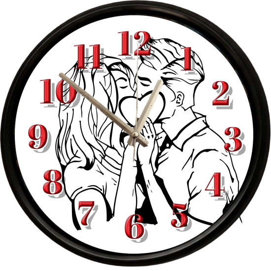Romantik Aşk Temalı Çiftler Sessiz Duvar Saati Romantik çiftler ve kalp temalı dekoratif duvar saati