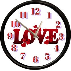 Love Kalpli Romantik Tasarımlı Dekoratif Duvar Saati 28 Cm Sessiz Mekanizma
