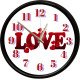 Love Kalpli Sessiz Duvar Saati Love yazılı kalpli romantik dekoratif duvar saati