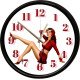 Retro Pin-Up Kadın Duvar Saati Vintage pin-up kadın tasarımlı dekoratif duvar saati