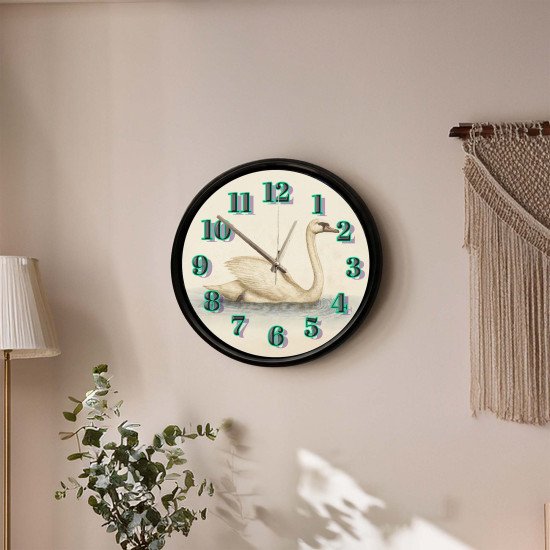 Vintage Kuğu Tasarımlı Dekoratif Duvar Saati Vintage kuğu tasarımlı dekoratif duvar saati 28 cm sessiz mekanizma