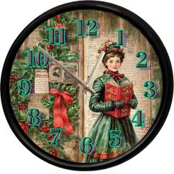 Vintage Kitap Okuyan Genç Kız Tasarımlı Dekoratif Duvar Saati 28 Cm Sessiz Mekanizma