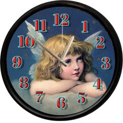 Vintage Melek Figürlü Dekoratif Duvar Saati 28 Cm Sessiz Mekanizma