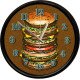 Hamburger Temalı Dekoratif Duvar Saati Dev katlı hamburger tasarımlı dekoratif duvar saati