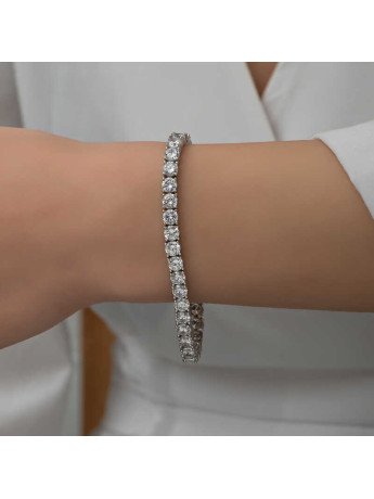 Gümüş 2.5 mm Beyaz Taşlı Su Yolu Kadın Bileklik CSR2185591