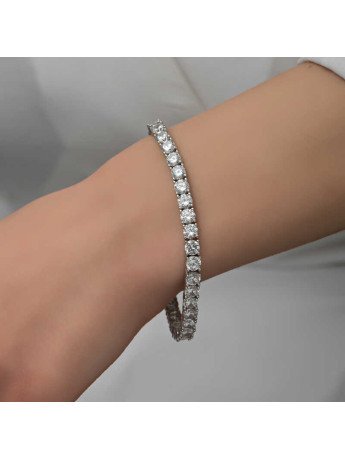 Gümüş 6 mm Beyaz Taşlı Su Yolu Kadın Bileklik CSR2185359