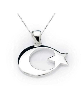 Gümüş Ay Yıldız Bayrak Kolye CSR2181616
