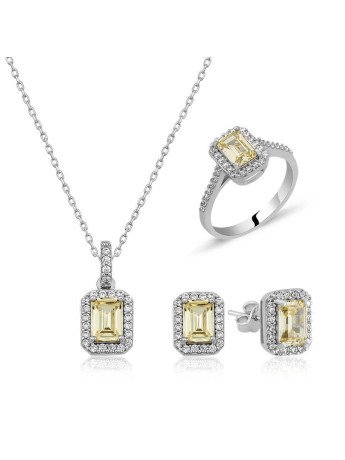 ​Gümüş Baget Sarı Topaz Taşlı Kadın Set CSR2182911
