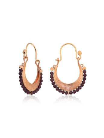 Gümüş Bordo Taşlı Bohem Küpe CSR2182931