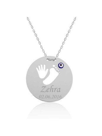 Gümüş El Ayak İzi İsimli Anne Kolyesi CSR2180559