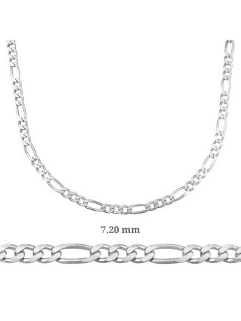 7.20 mm Gümüş Figaro Zincir - 200 mikron CSR2182900