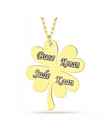 Gümüş Gold Dört Yaprak İsimli Yonca Kadın Kolye CSR2183754