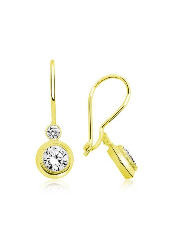 ​Gümüş Gold Sallantılı Tek Taş Küpe CSR2183337