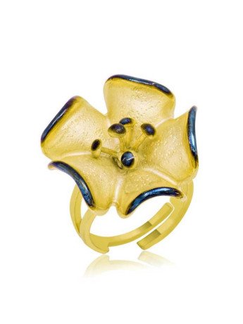 Gümüş Gold Sarı Çiçek Kadın Yüzük CSR2182391