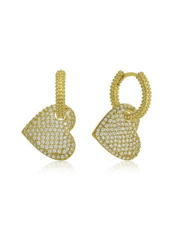 Gümüş Gold Halka Kalp Kadın Küpe CSR2183831