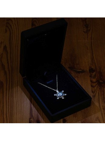 Gümüş Işıklı Kutulu Aquamarine Taşlı Kar Tanesi Kadın Kolye CSR2185408