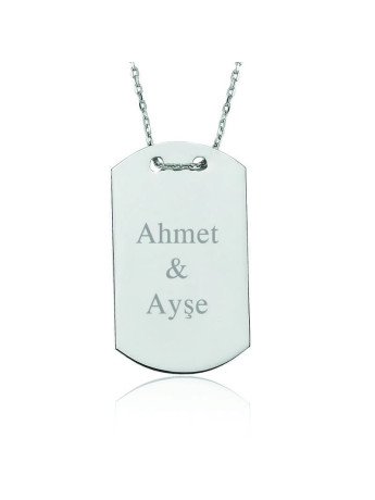 Gümüş İsimli Asker Künyesi Kadın Kolye CSR2180529