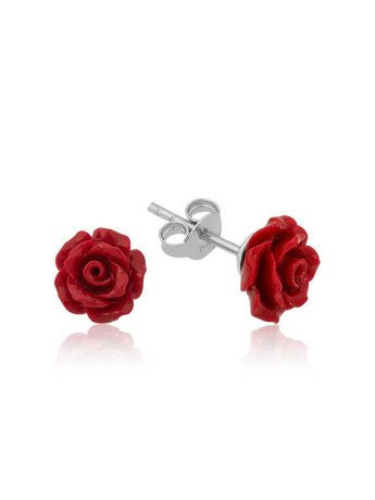 ​Gümüş Kırmızı Gül Küpe CSR2182990