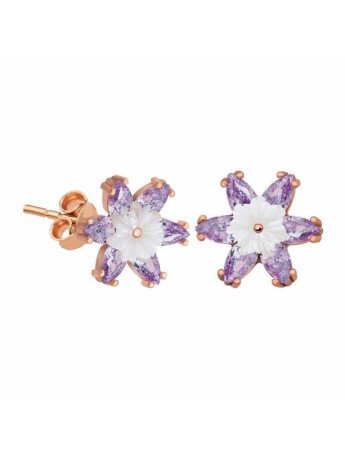 Gümüş Lila Lotus Çiçeği Küpe CSR2183360