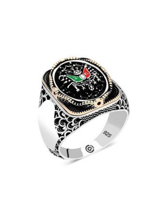 Gümüş Osmanlı Arması Oval Erkek Yüzük CSR2184197