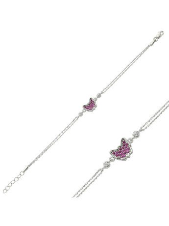 Gümüş Pembe Kelebek Kadın Bileklik CSR2181578