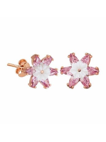 Gümüş Pembe Lotus Çiçeği Küpe CSR2183364
