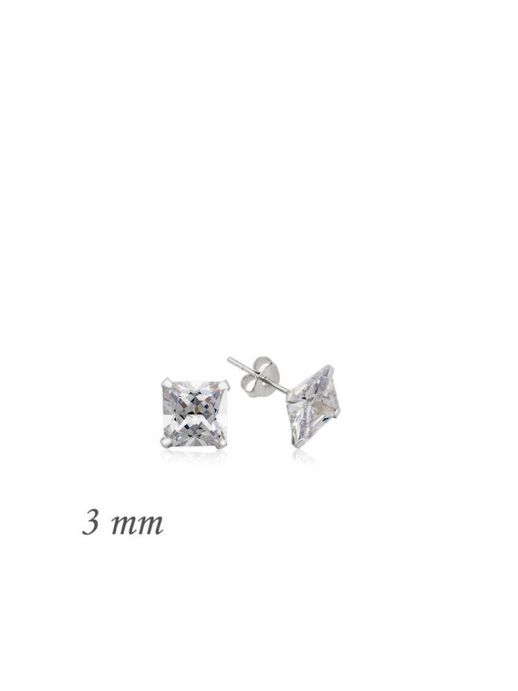 Gümüş Kare Tek Taş Zirkon Küpe - 3 mm CSR2181976