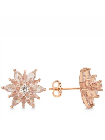 Gümüş Rose 4 Katman Lotus Çiçeği Kadın Çivili Küpe CSR2184877