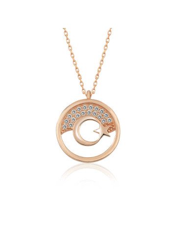 Gümüş Rose Ay Yıldız Kadın Kolye CSR2183230