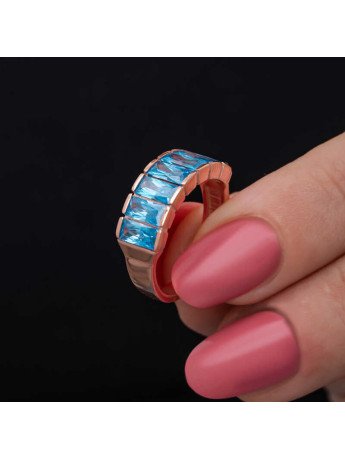 Gümüş Rose Baget  Aquamarine Taşlı Kadın Yüzük CSR2185503